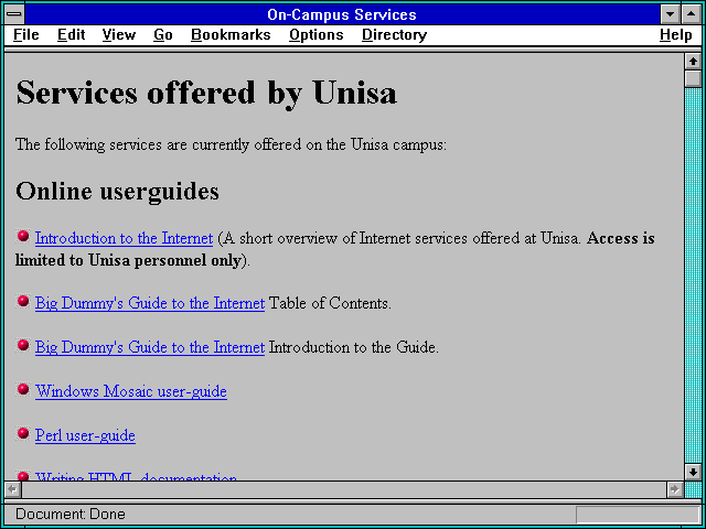 Screenshot of On-Campus Services