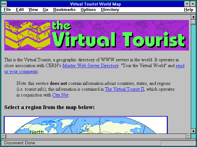Screenshot of Virtual Tourist World Map