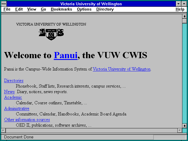Screenshot of Victoria University of Wellington