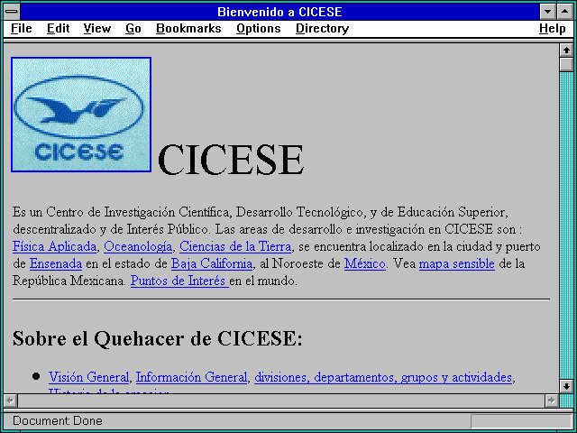 Screenshot of Bienvenido a CICESE