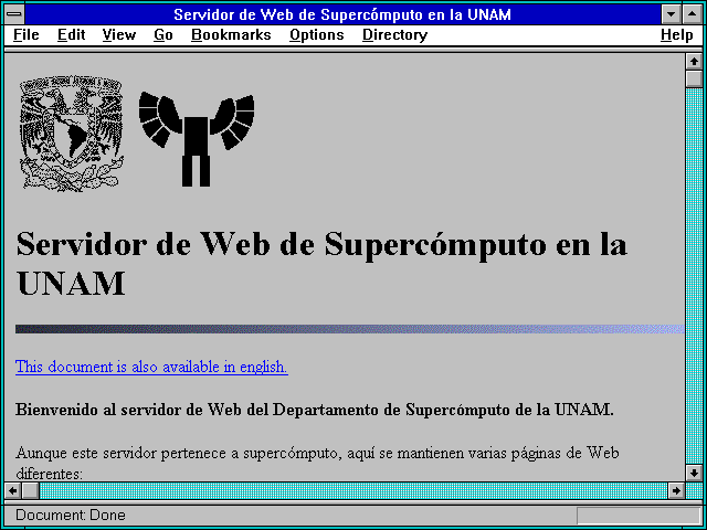 Screenshot of Servidor de Web de Supercomputo en la UNAM