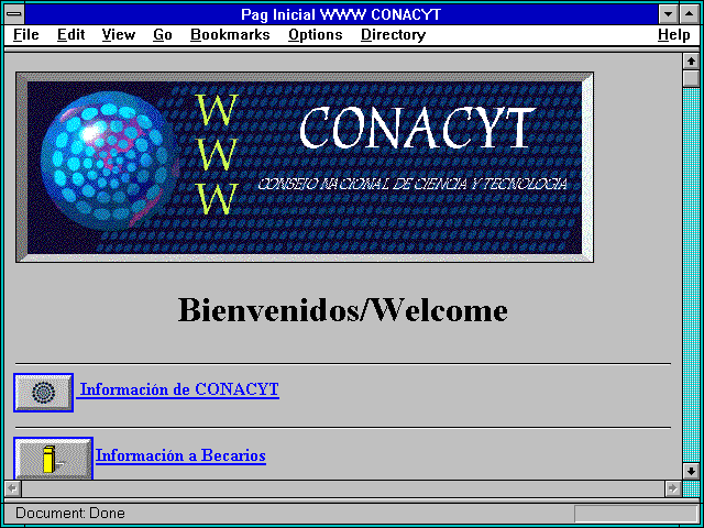 Screenshot of Pag Inicial WWW CONACYT