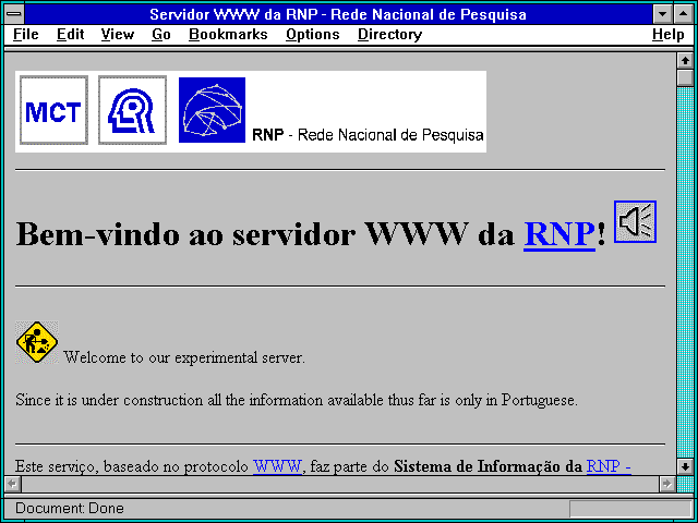 Screenshot of Servidor WWW da RNP - Rede Nacional de Pesquisa