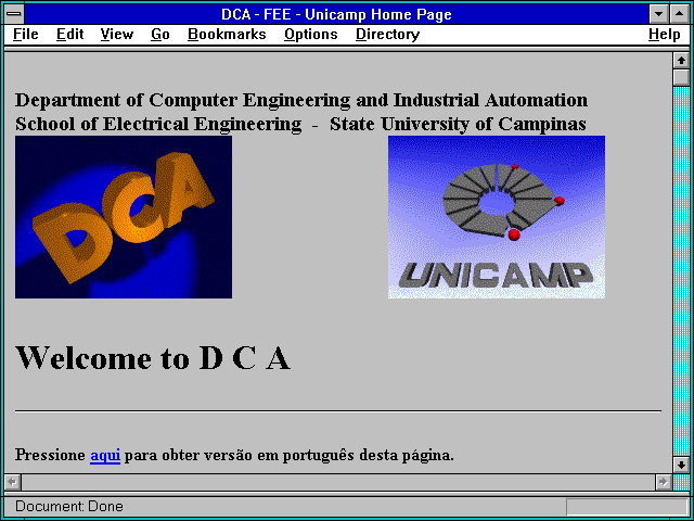 Screenshot of DCA - FEE - Unicamp Home Page
