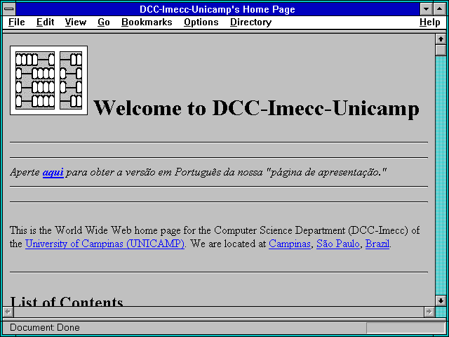 Screenshot of DCC-Imecc-Unicamp's Home Page