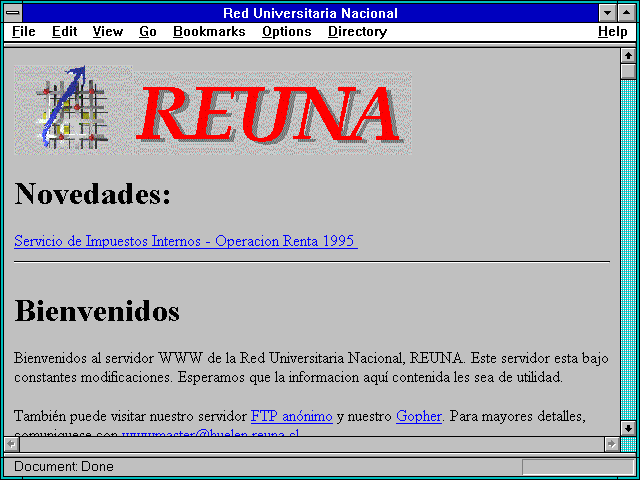 Screenshot of REUNA, Red Universitaria Nacional-Santiago
