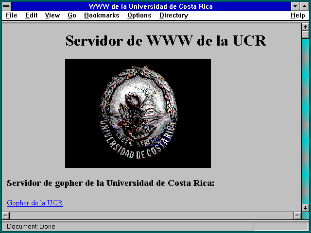 Screenshot of WWW de la Universidad de Costa Rica