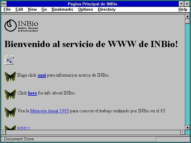 Screenshot of Pagina Principal de INBio