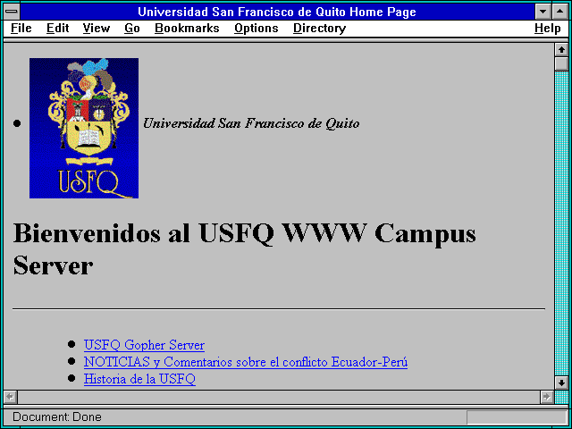 Screenshot of home. html University San Francisco de Quito Valparaiso.