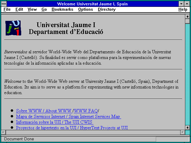 Screenshot of Welcome Universitat Jaume I Spain