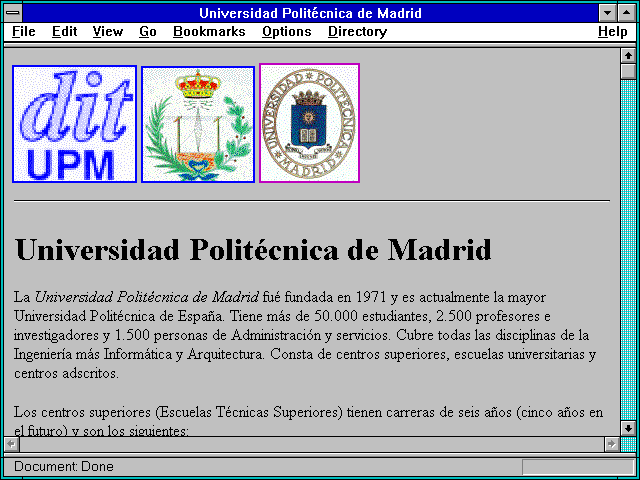 Screenshot of Universidad Politecnica de Madrid
