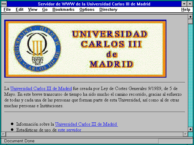 Screenshot of Servidor de WWW de la Universidad Carlos III de Madrid