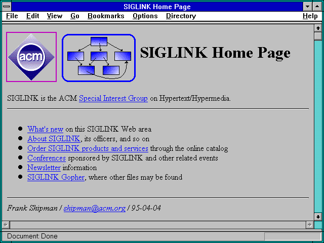 Screenshot of SIGLINK Home Page