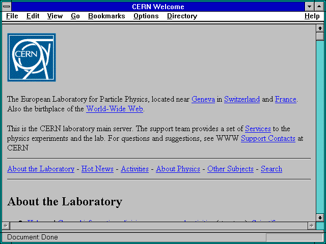 Screenshot of CERN - European Laboratory for Particle Physics