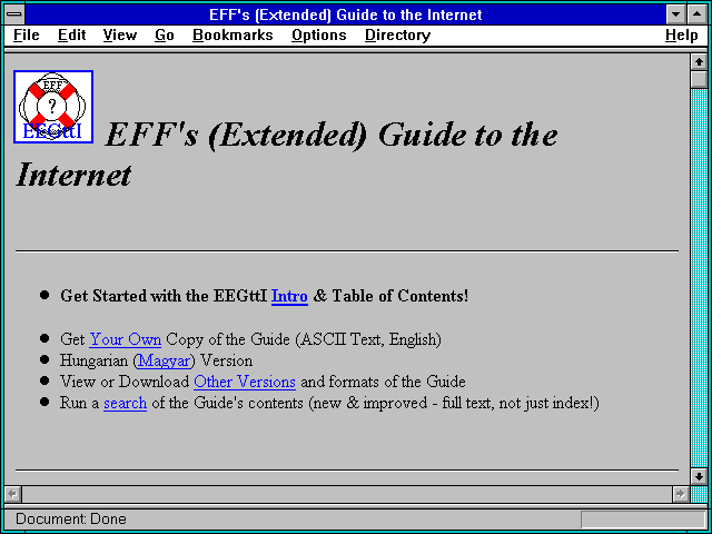 Screenshot of EFF's (Extended) Guide to the Internet