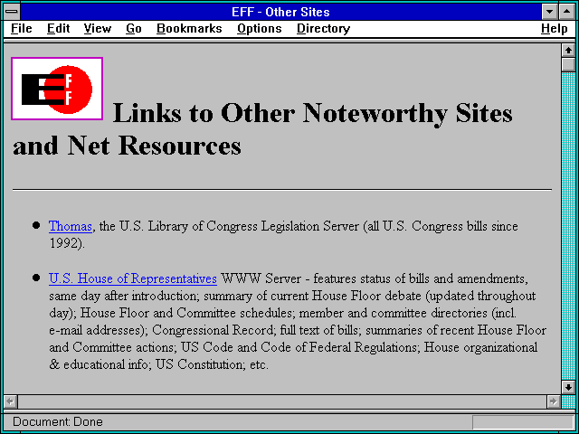 Screenshot of EFF - Other Sites