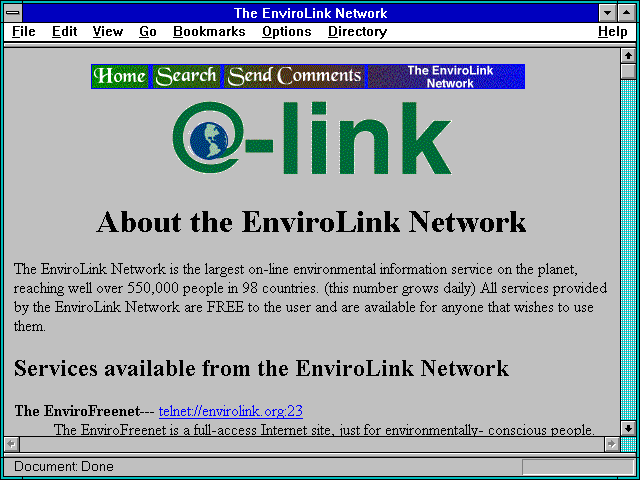 Screenshot of The EnviroLink Network