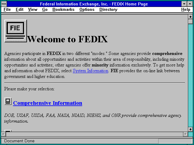 Screenshot of Federal Information Exchange Inc. - FEDIX Home Page