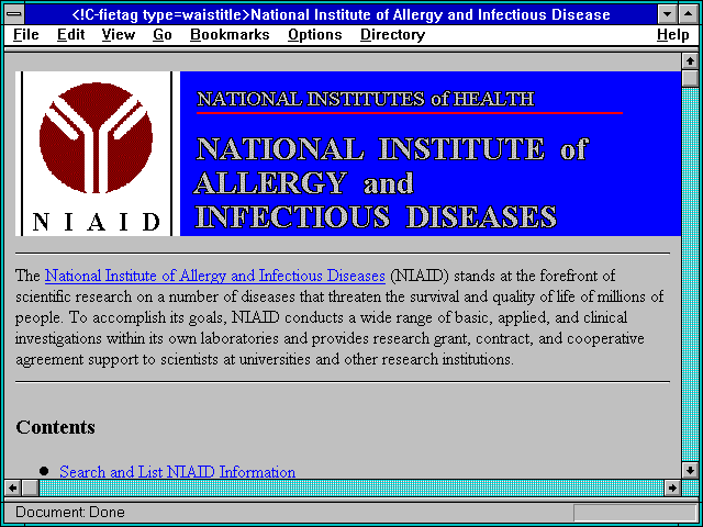 Screenshot of National Institute of Allergy and Infectious Diseases