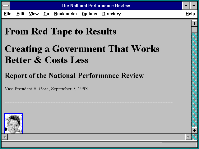 Screenshot of The National Performance Review