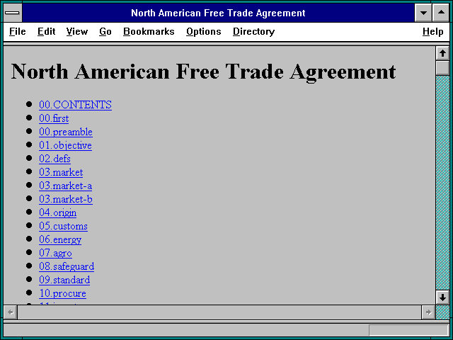 Screenshot of North American Free Trade Agreement