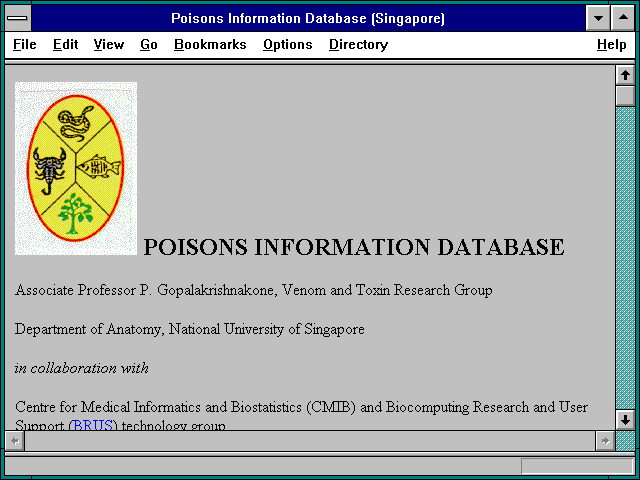 Screenshot of Poisons Information Database (Singapore)