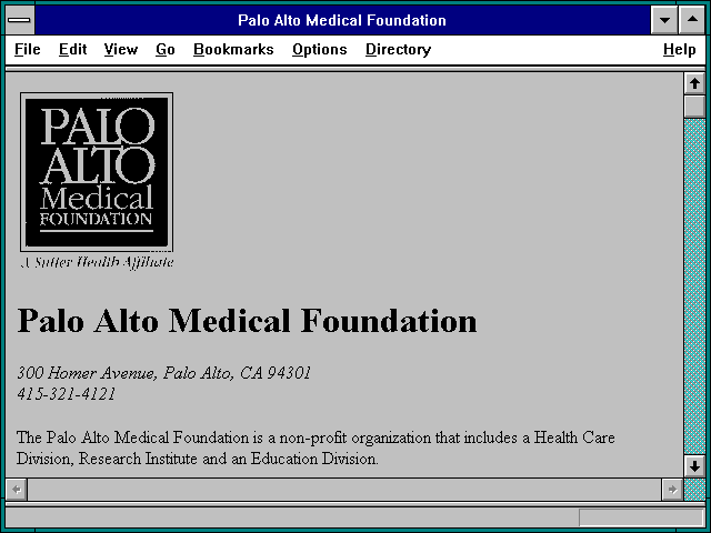 Screenshot of Palo Alto Medical Foundation