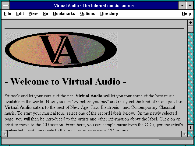 Screenshot of Virtual Audio - The Internet music source