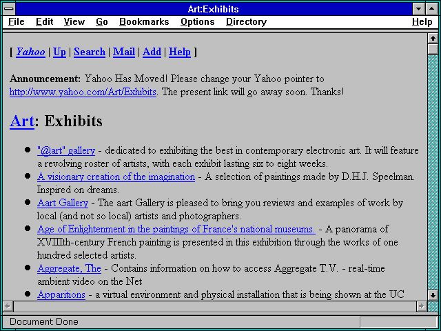 Screenshot of Art:Exhibits
