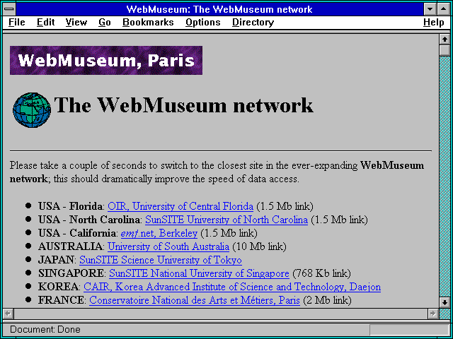 Screenshot of WebMuseum: The WebMuseum network