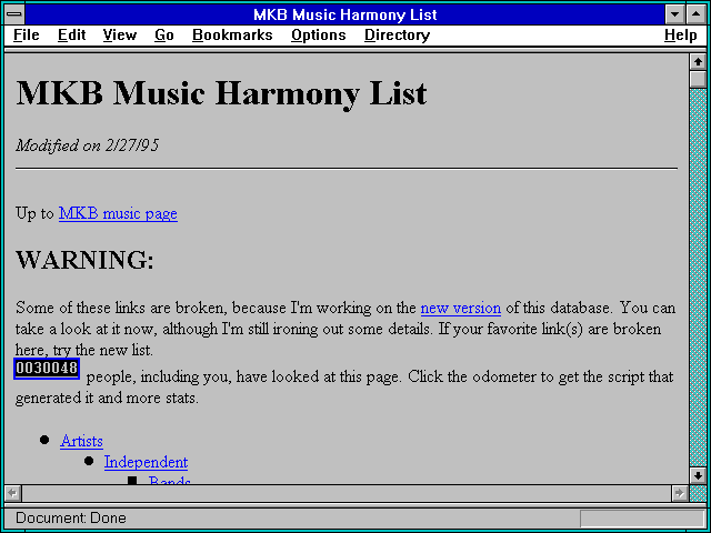 Screenshot of MKB Music Harmony List