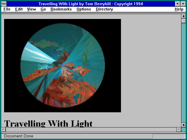 Screenshot of Travelling With Light by Tom Berryhill - Copyright 1994