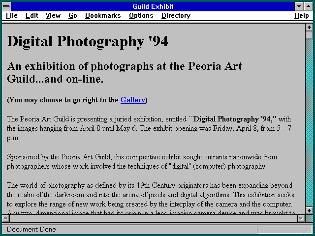 Screenshot of Digital Photography Exhibit