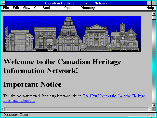 Screenshot of Canadian Heritage Information Network