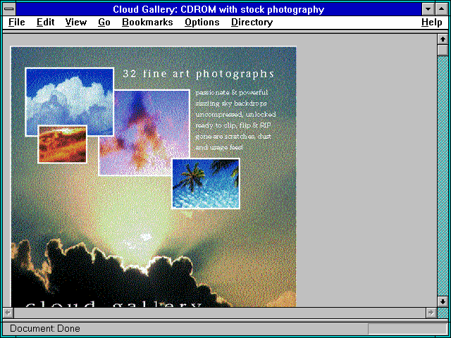 Screenshot of Cloud Gallery: CDROM with stock photography