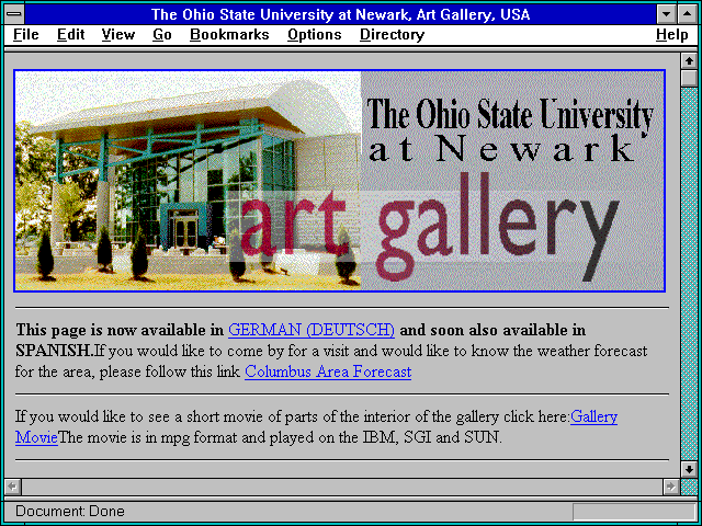 Screenshot of The Ohio State University at Newark Art Gallery USA