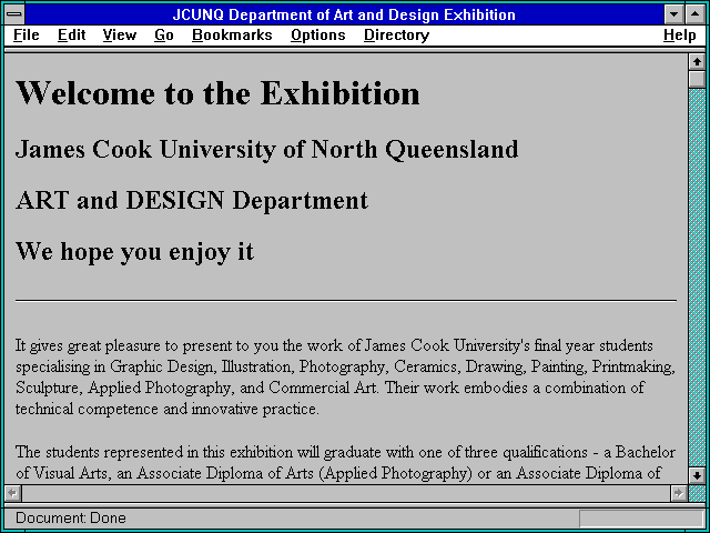 Screenshot of JCUNQ Department of Art and Design Exhibition