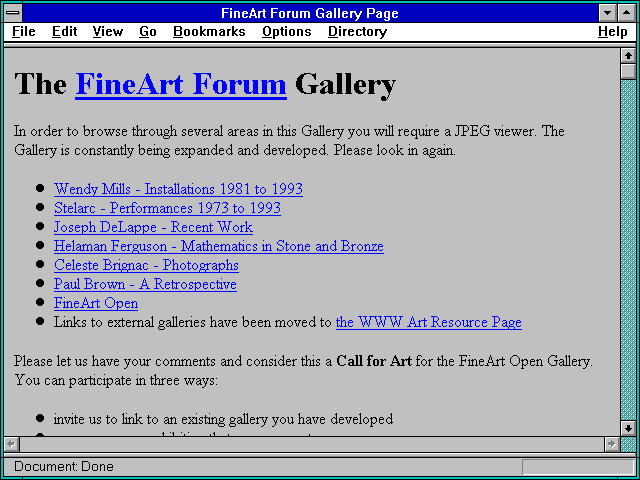 Screenshot of FineArt Forum Gallery Page