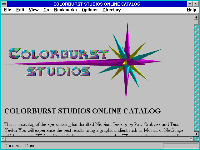 Screenshot of COLORBURST STUDIOS ONLINE CATALOG