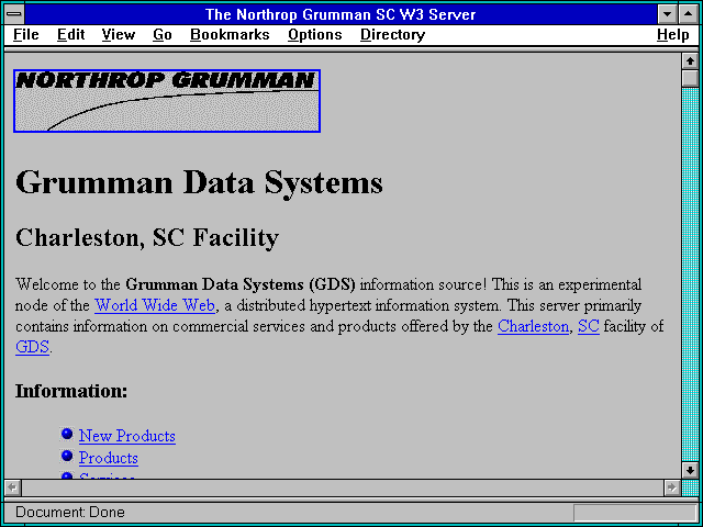 Screenshot of The Northrop Grumman SC W3 Server