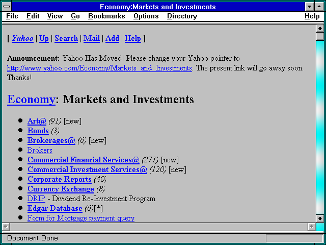 Screenshot of Economy:Markets and Investments