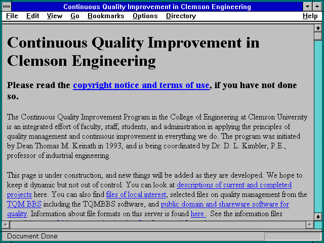 Screenshot of Continuous Quality Improvement in Clemson Engineering