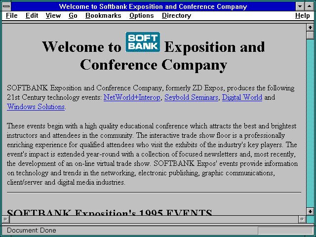 Screenshot of Welcome to Softbank Exposition and Conference Company