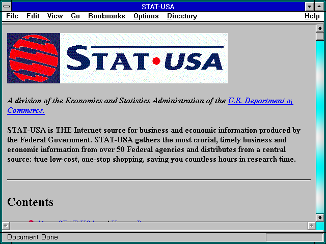 Screenshot of STAT-USA