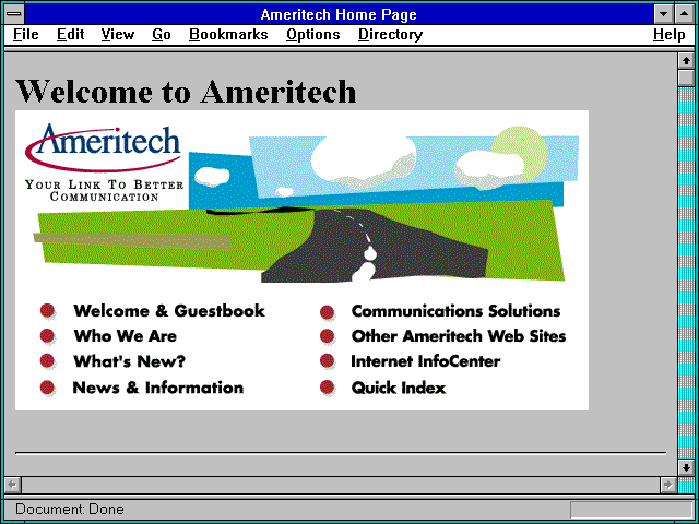 Screenshot of Ameritech - Midwest U.S. RBOC