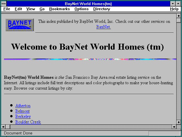 Screenshot of BayNet World Homes(tm)