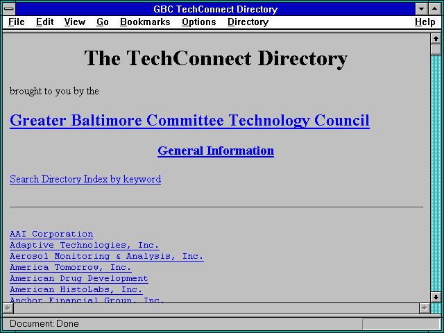 Screenshot of GBC TechConnect Directory