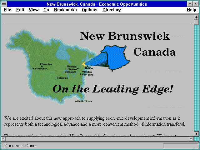 Screenshot of New Brunswick Canada - Economic Opportunities