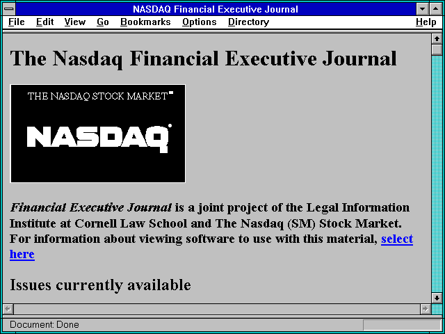 Screenshot of NASDAQ Financial Executive Journal