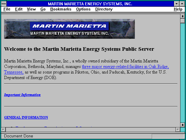 Screenshot of MARTIN MARIETTA ENERGY SYSTEMS INC.
